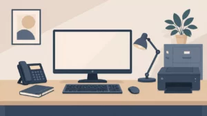 O monitor está ao centro