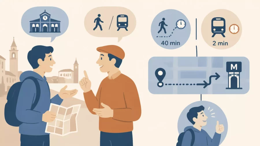 Quer ir a pé ou de metro?
