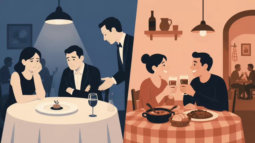 Não gosto de restaurantes chiques