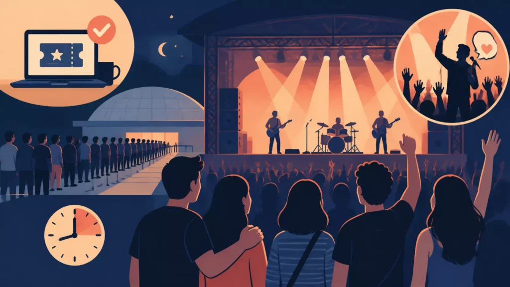 Ficámos perto do palco