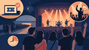 Ficámos perto do palco