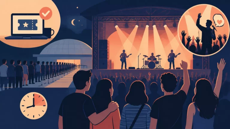 Ficámos perto do palco