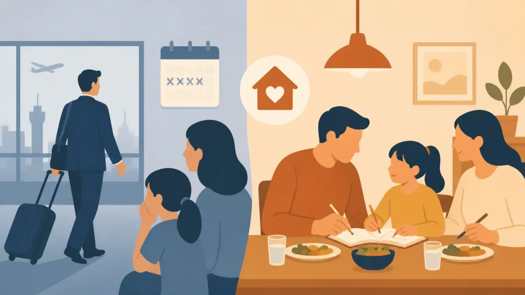 Menos viagens, mais família